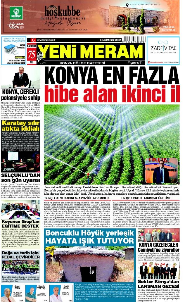 8 Kasım 2024 Yeni Meram Gazetesi
