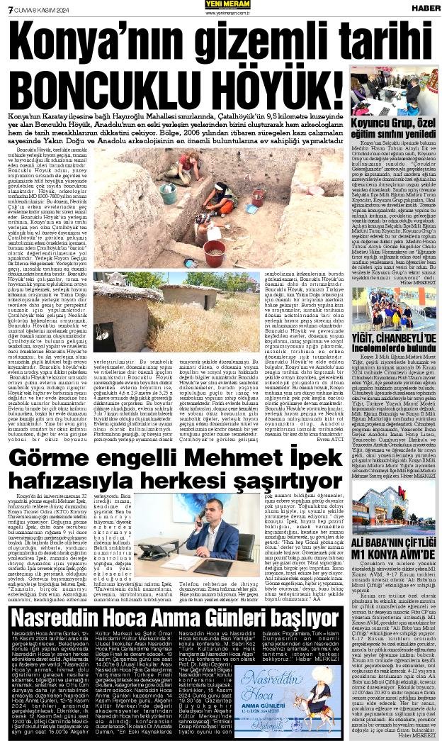 8 Kasım 2024 Yeni Meram Gazetesi
