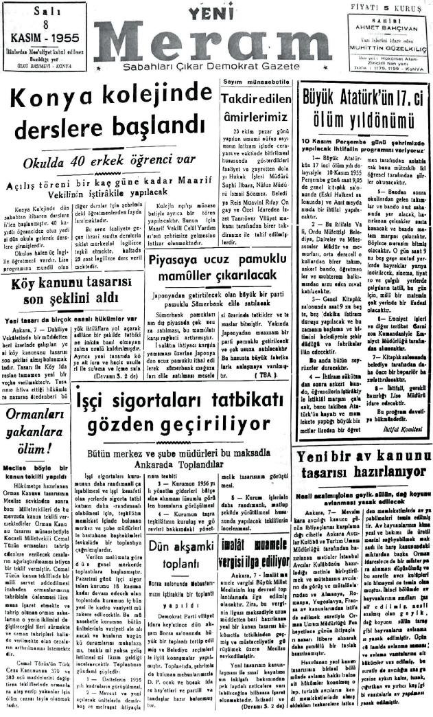 8 Kasım 2024 Yeni Meram Gazetesi
