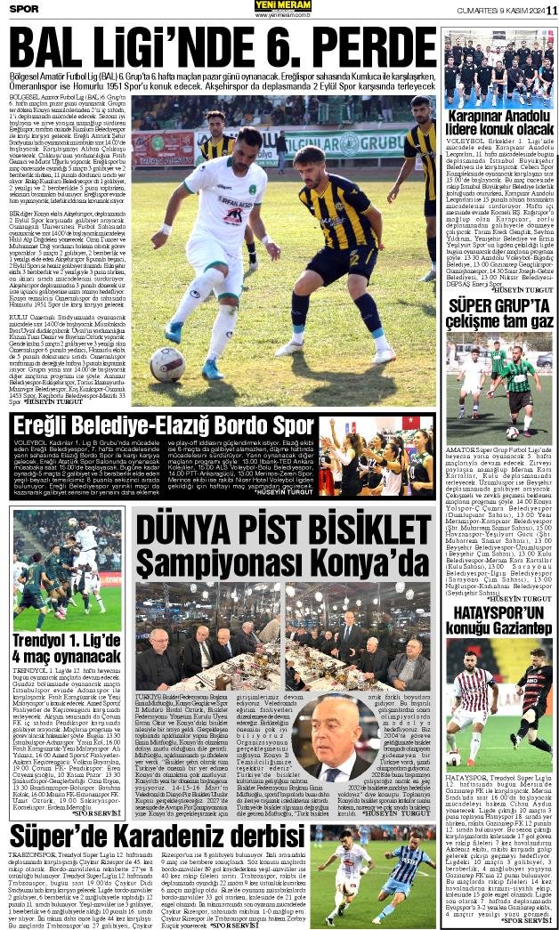 9 Kasım 2024 Yeni Meram Gazetesi