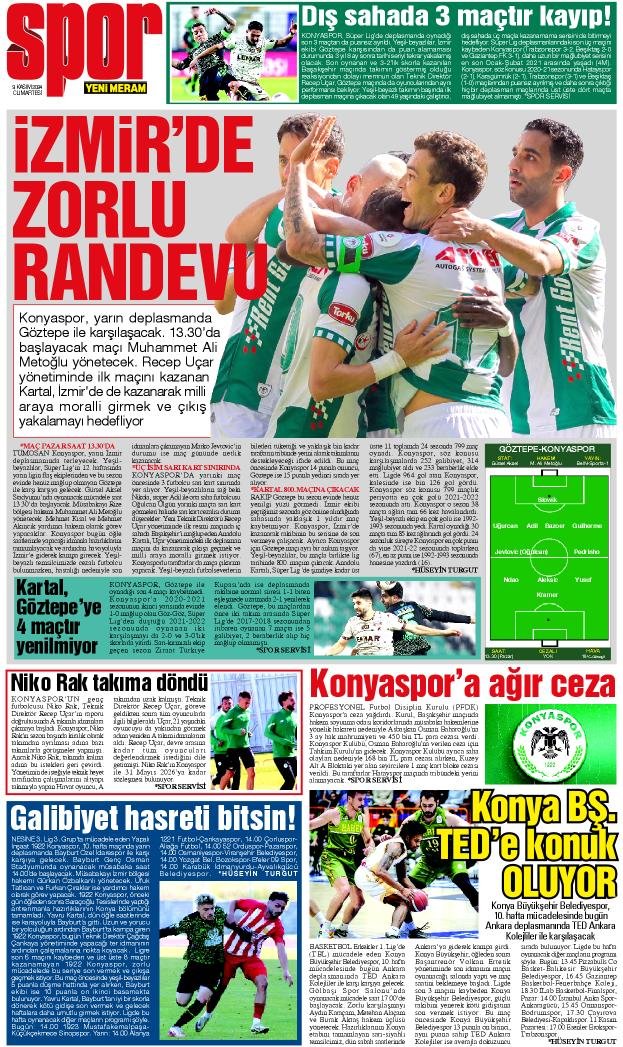 9 Kasım 2024 Yeni Meram Gazetesi