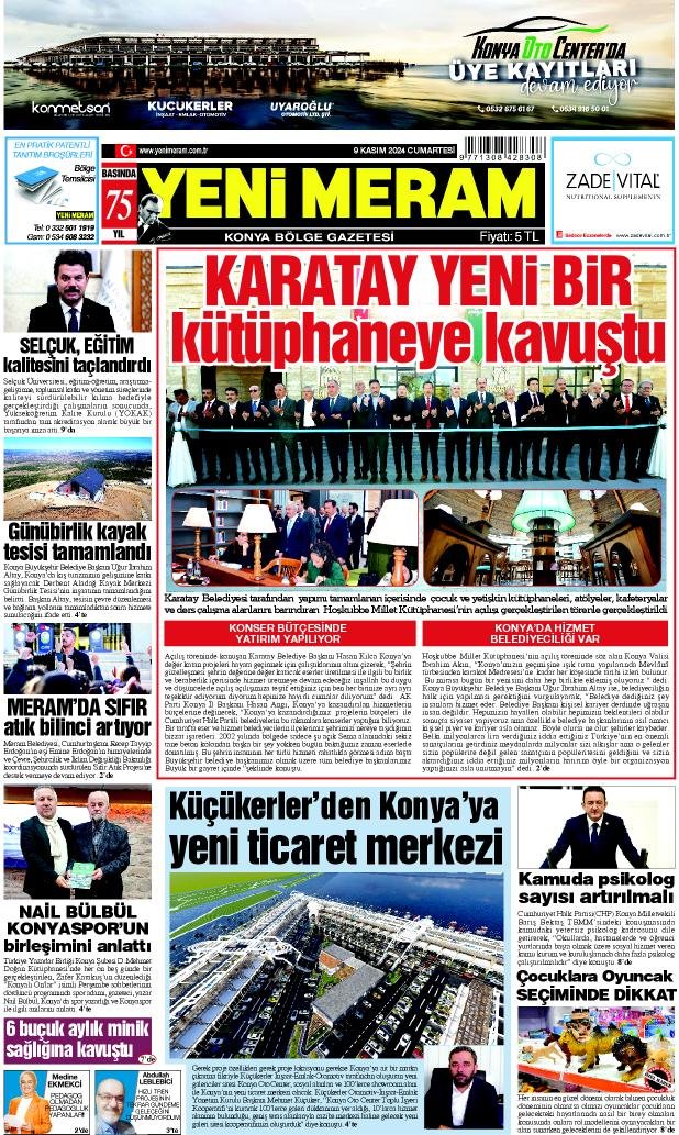 9 Kasım 2024 Yeni Meram Gazetesi