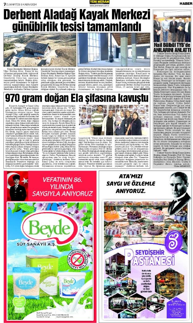 9 Kasım 2024 Yeni Meram Gazetesi