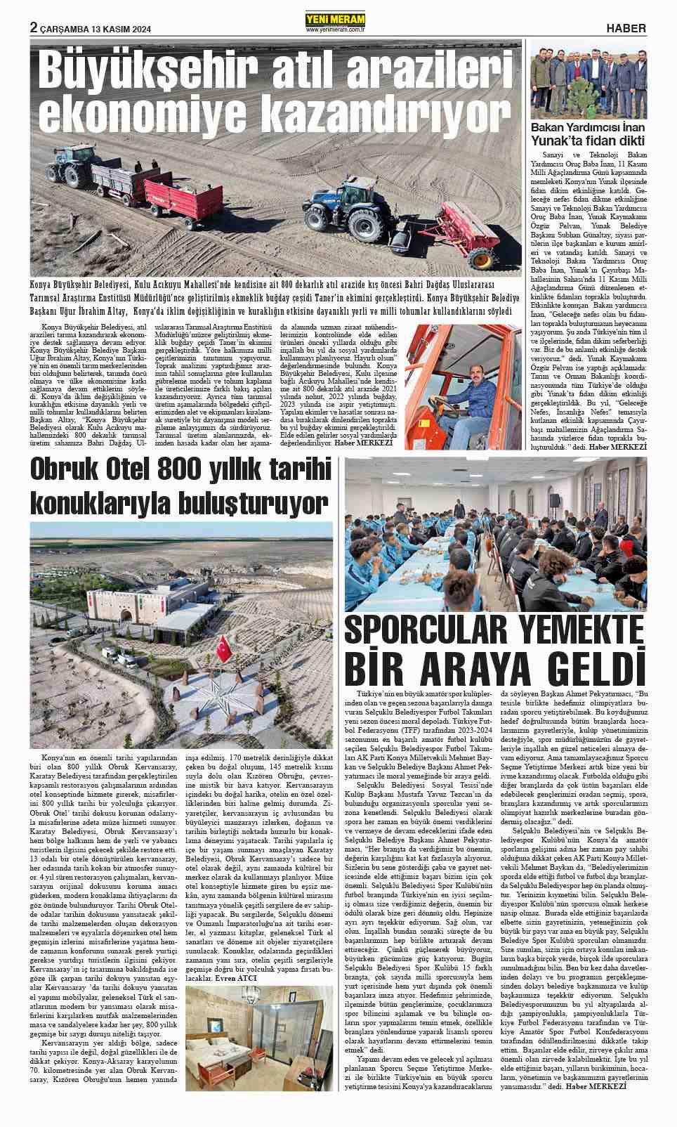 13 Kasım 2024 Yeni Meram Gazetesi
