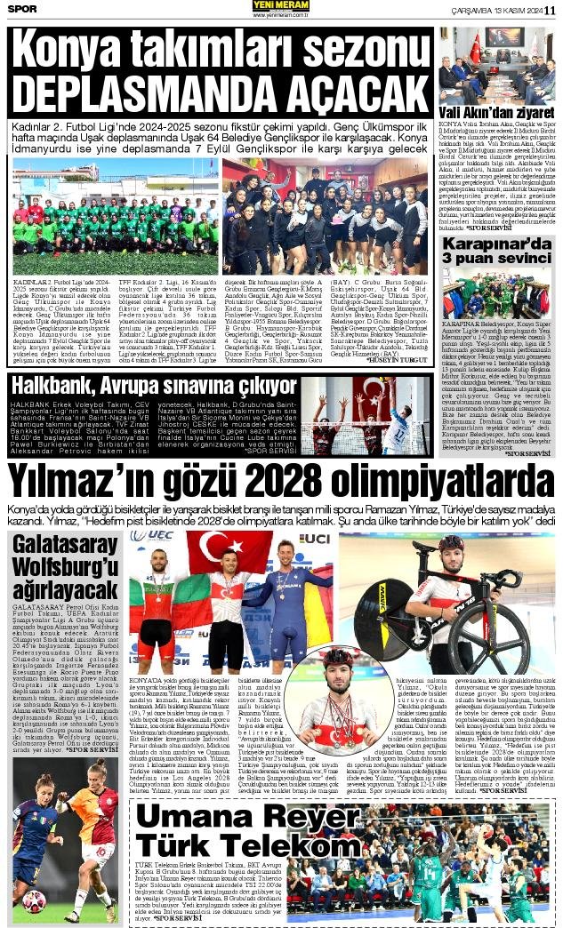 13 Kasım 2024 Yeni Meram Gazetesi
