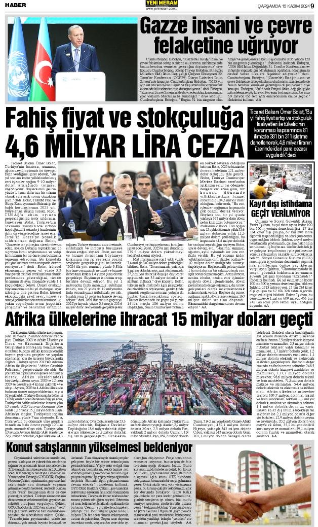 13 Kasım 2024 Yeni Meram Gazetesi
