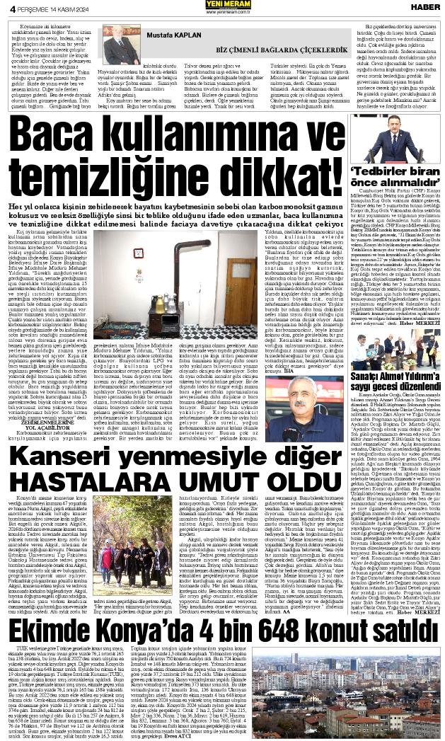 14 Kasım 2024 Yeni Meram Gazetesi
