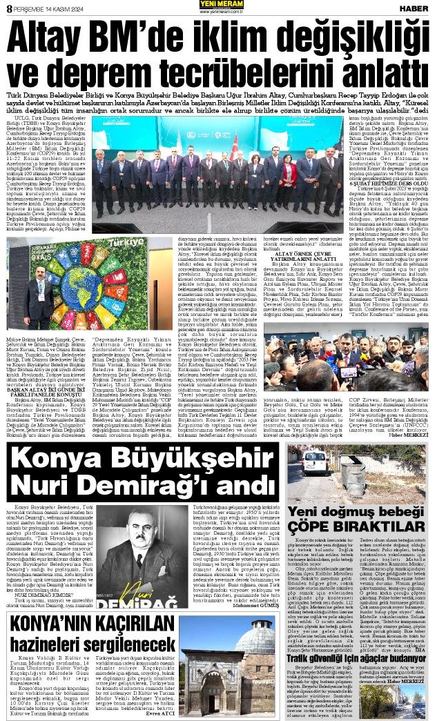 14 Kasım 2024 Yeni Meram Gazetesi
