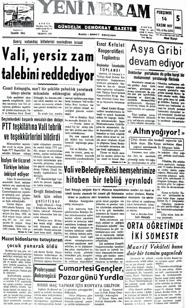 14 Kasım 2024 Yeni Meram Gazetesi
