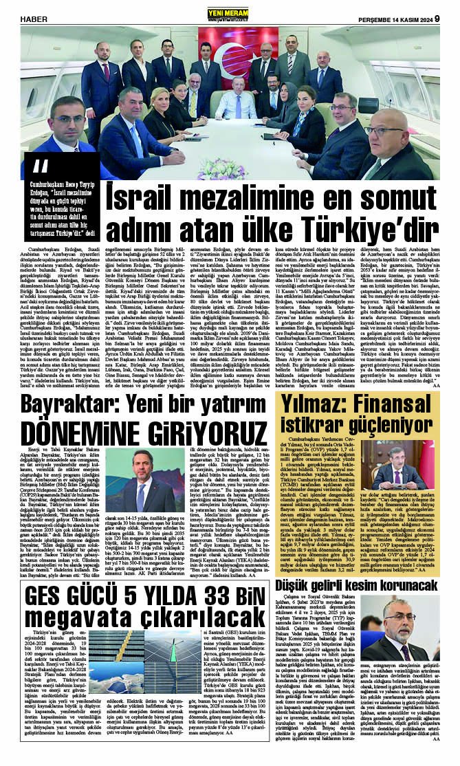 14 Kasım 2024 Yeni Meram Gazetesi
