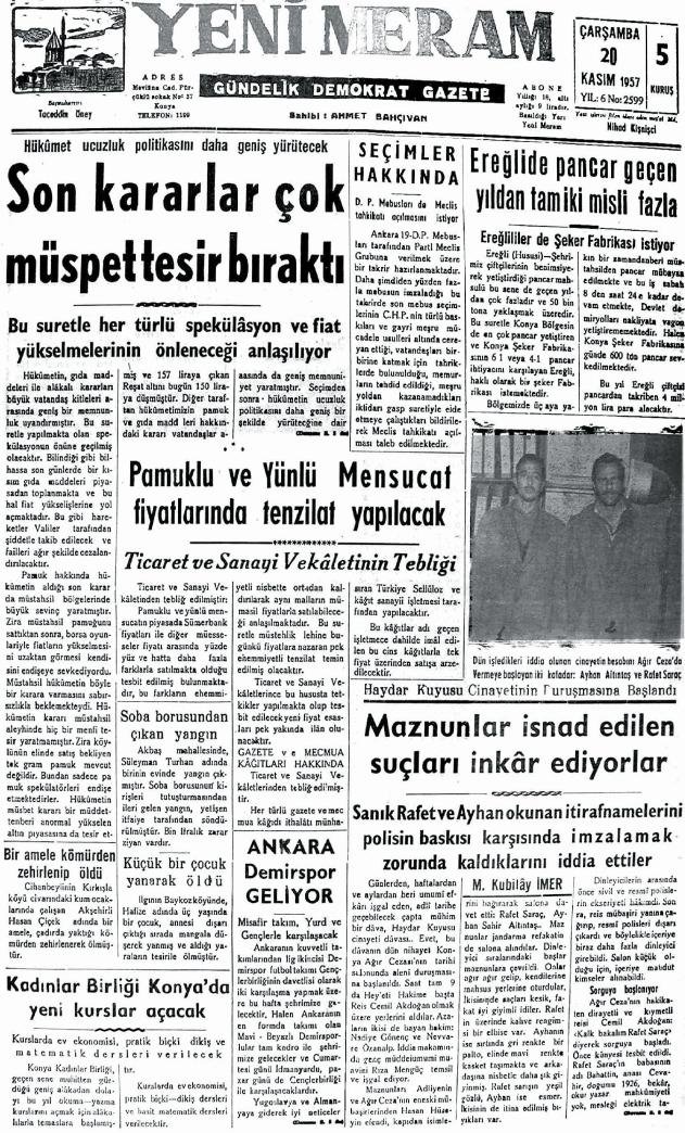 20 Kasım 2024 Yeni Meram Gazetesi