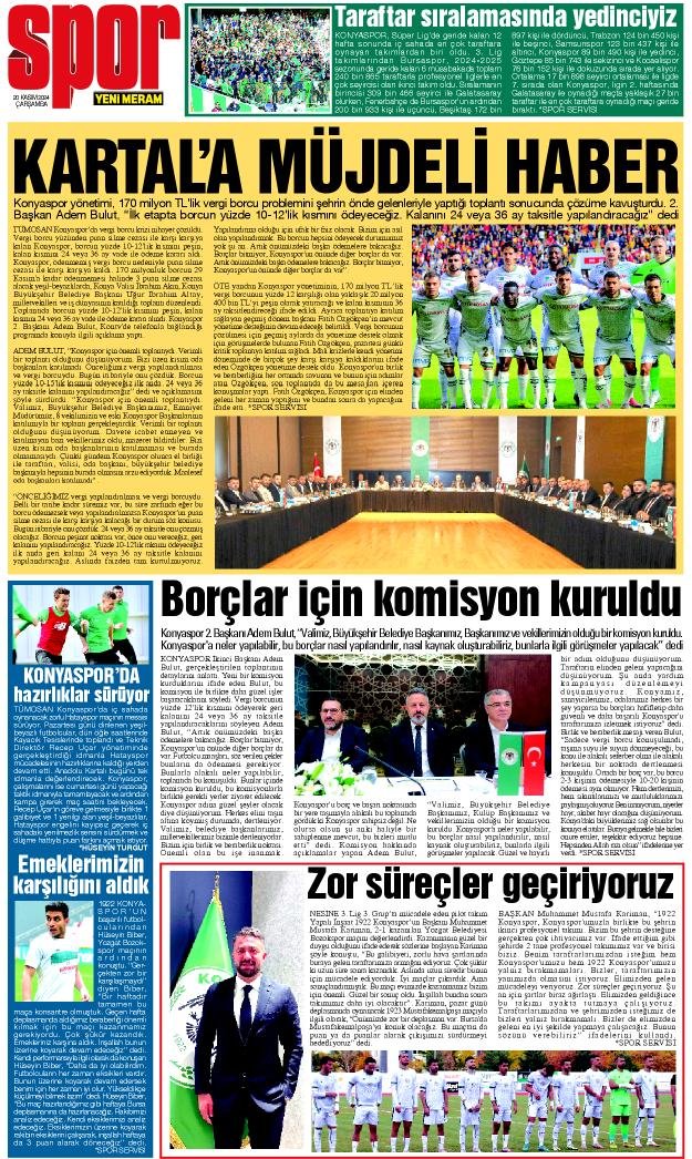 20 Kasım 2024 Yeni Meram Gazetesi