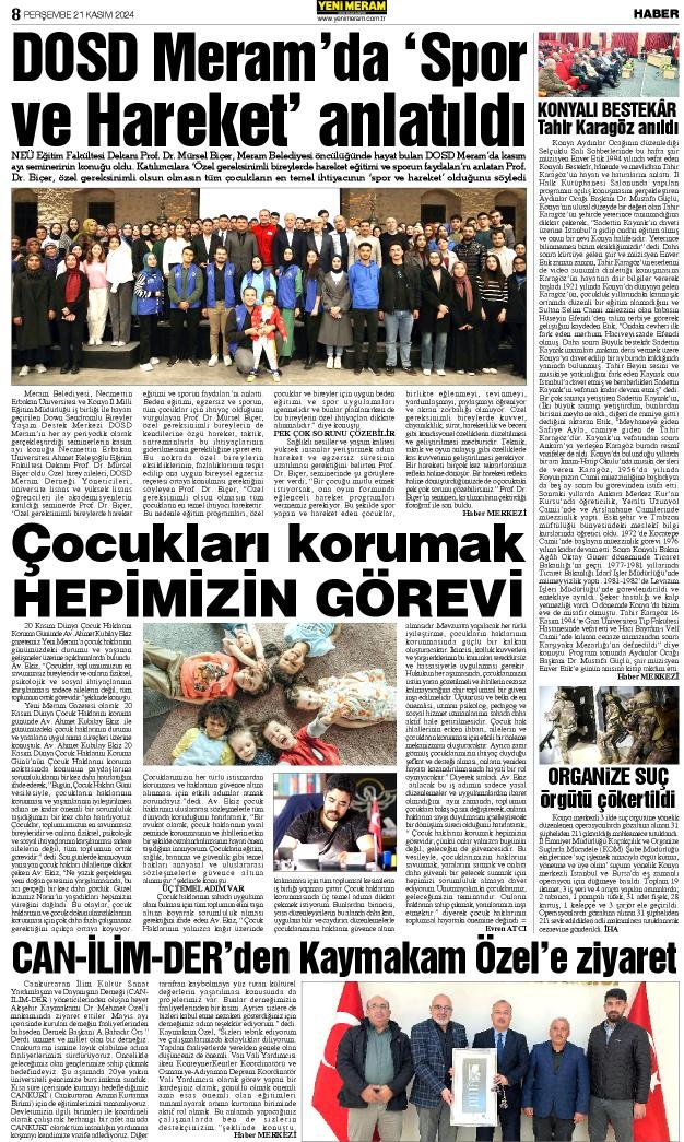 21 Kasım 2024 Yeni Meram Gazetesi
