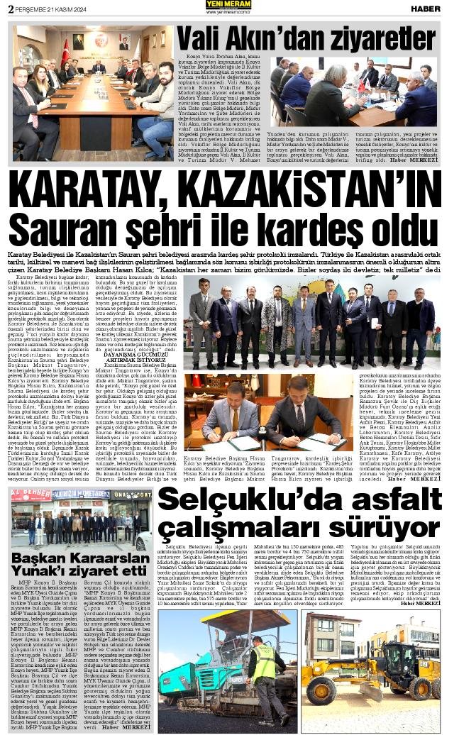 21 Kasım 2024 Yeni Meram Gazetesi
