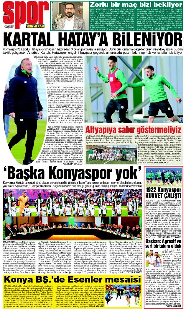 21 Kasım 2024 Yeni Meram Gazetesi
