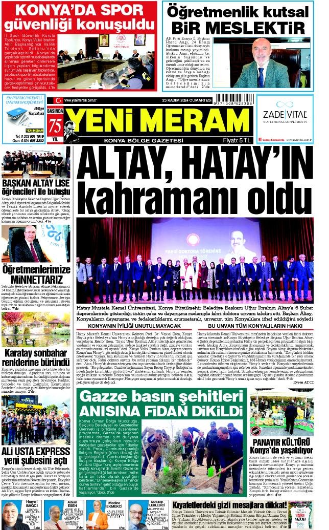 23 Kasım 2024 Yeni Meram Gazetesi