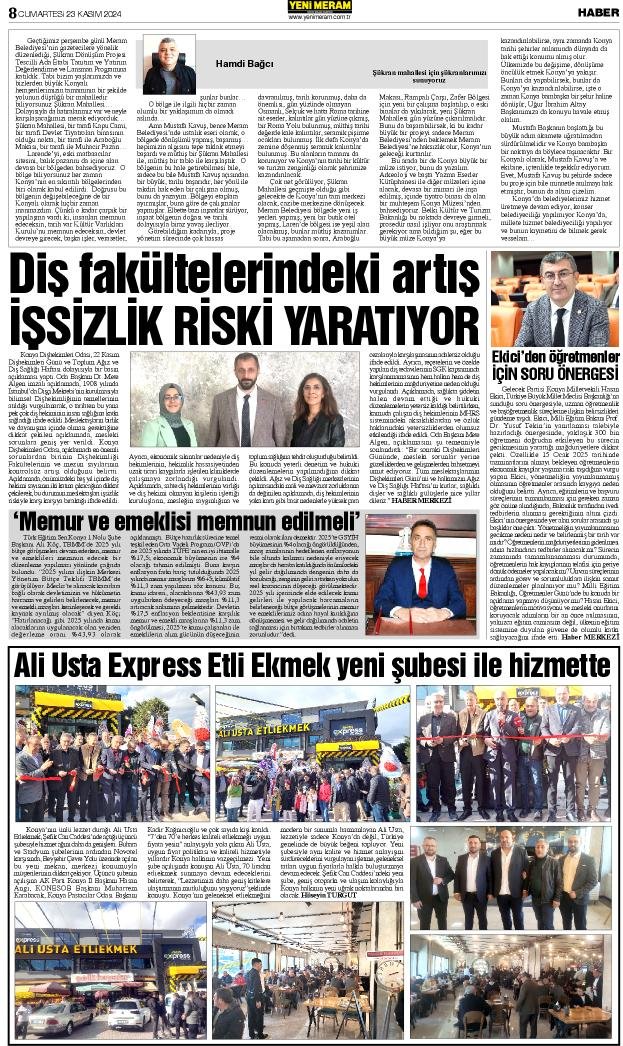 23 Kasım 2024 Yeni Meram Gazetesi