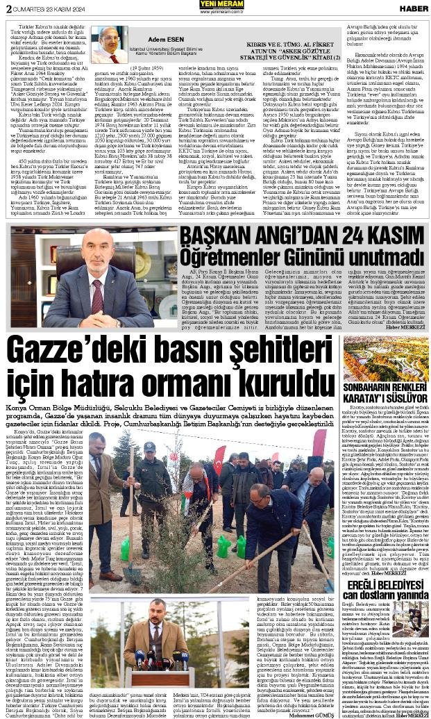 23 Kasım 2024 Yeni Meram Gazetesi