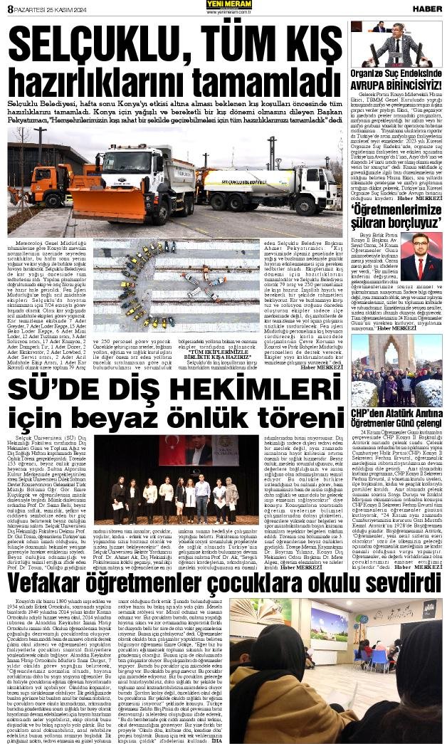 25 Kasım 2024 Yeni Meram Gazetesi
