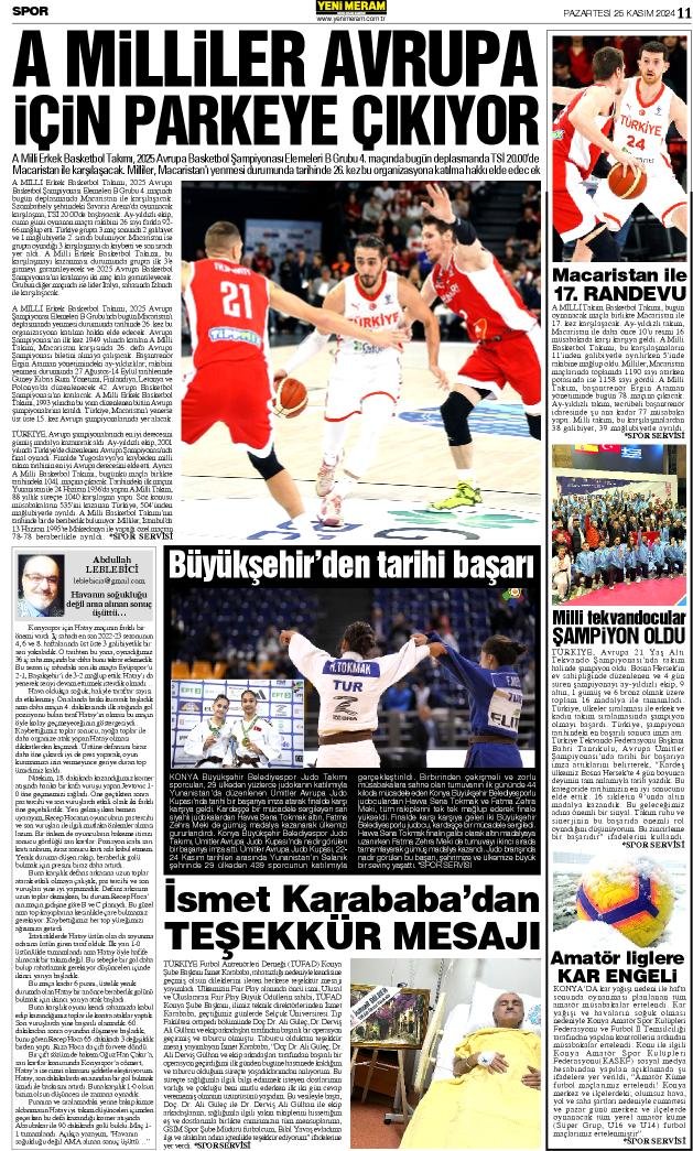 25 Kasım 2024 Yeni Meram Gazetesi
