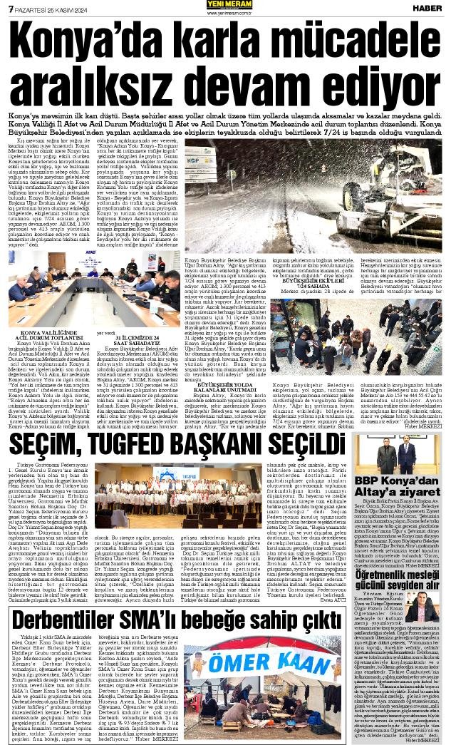 25 Kasım 2024 Yeni Meram Gazetesi
