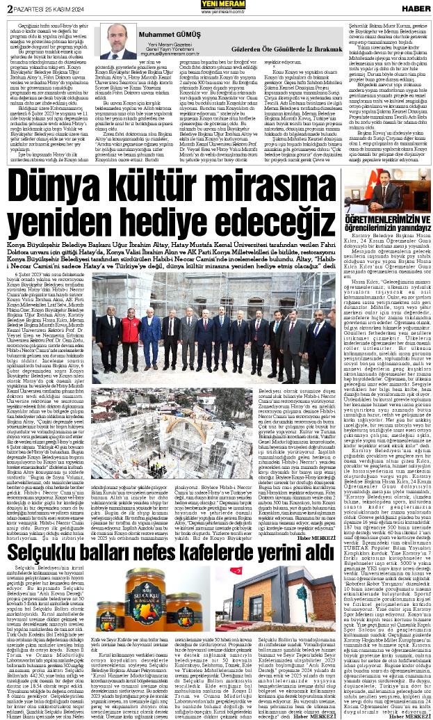 25 Kasım 2024 Yeni Meram Gazetesi
