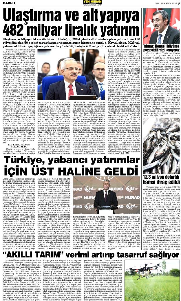 26 Kasım 2024 Yeni Meram Gazetesi
