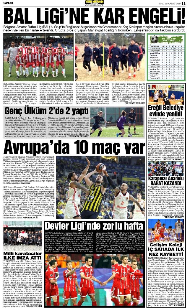 26 Kasım 2024 Yeni Meram Gazetesi
