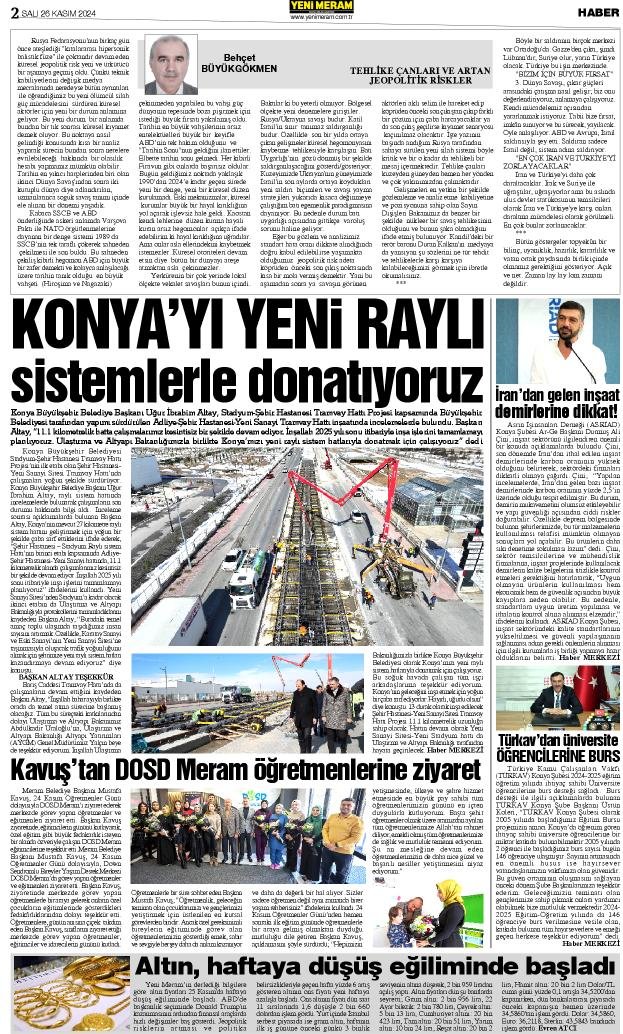 26 Kasım 2024 Yeni Meram Gazetesi
