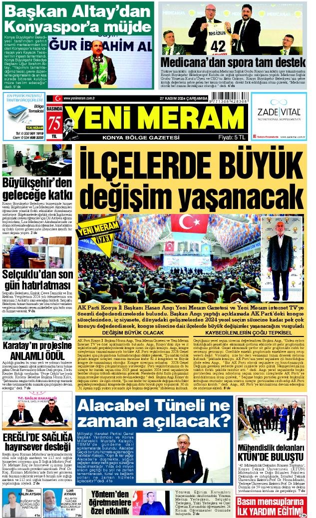 27 Kasım 2024 Yeni Meram Gazetesi
