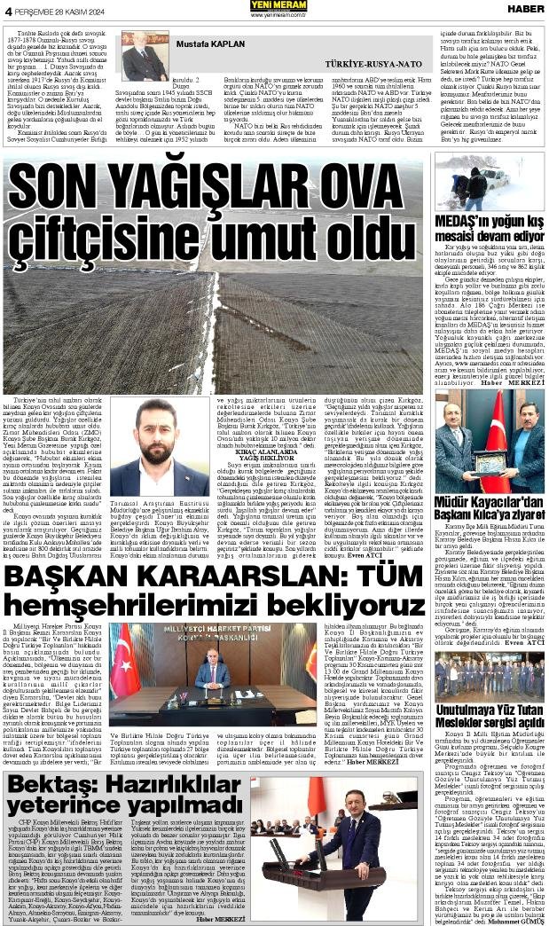 28 Kasım 2024 Yeni Meram Gazetesi
