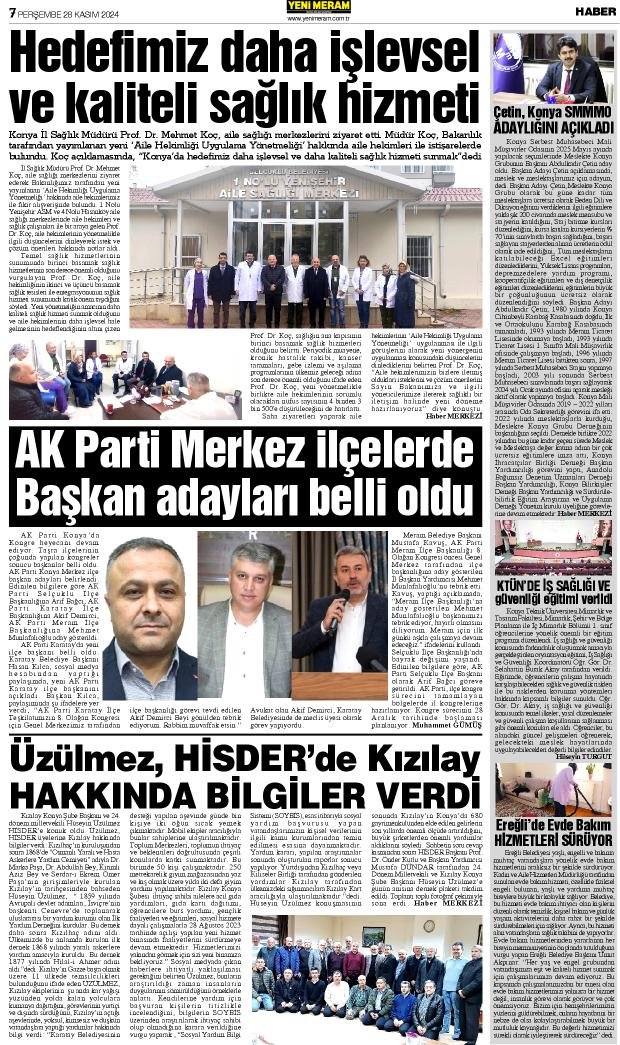 28 Kasım 2024 Yeni Meram Gazetesi
