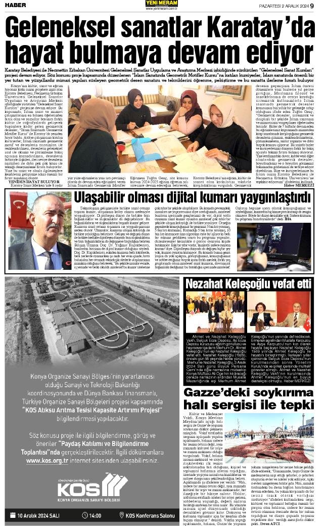 2 Aralık 2024 Yeni Meram Gazetesi
