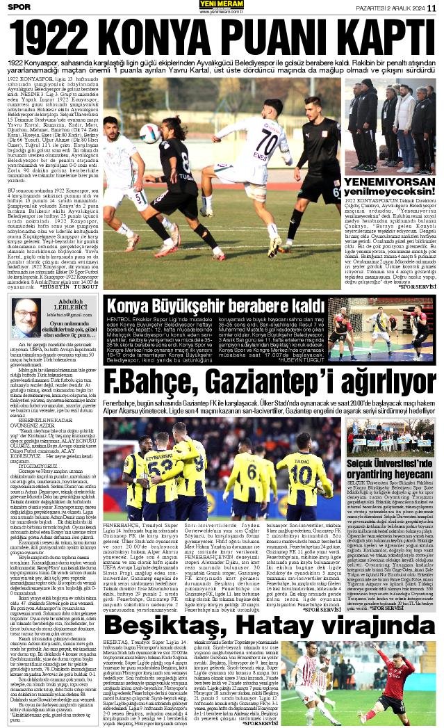 2 Aralık 2024 Yeni Meram Gazetesi
