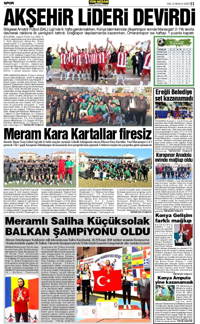 3 Aralık 2024 Yeni Meram Gazetesi
