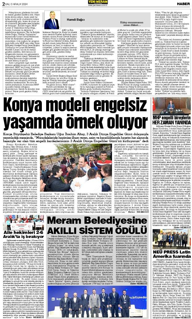 3 Aralık 2024 Yeni Meram Gazetesi
