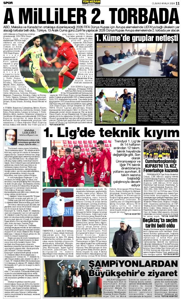 6 Aralık 2024 Yeni Meram Gazetesi
