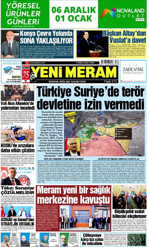 6 Aralık 2024 Yeni Meram Gazetesi
