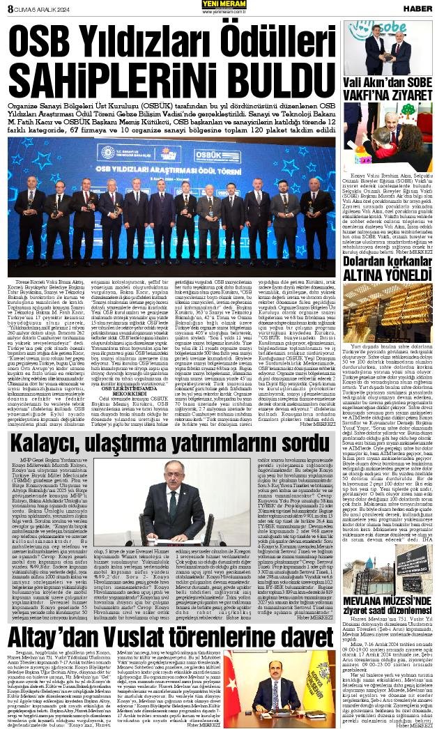 6 Aralık 2024 Yeni Meram Gazetesi
