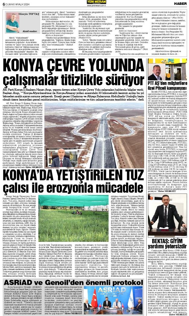 6 Aralık 2024 Yeni Meram Gazetesi
