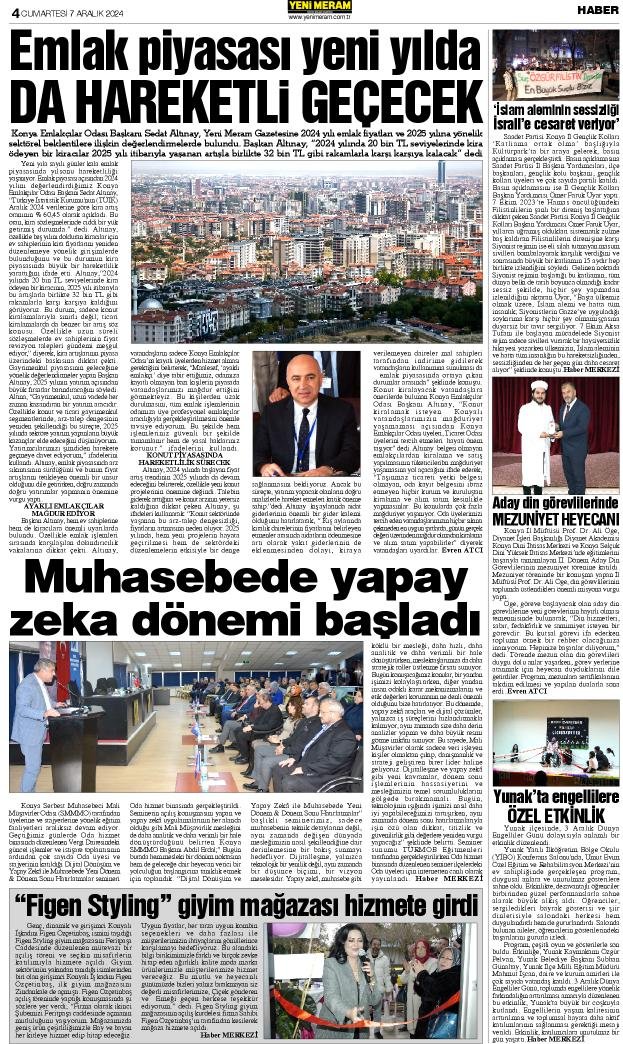 7 Aralık 2024 Yeni Meram Gazetesi