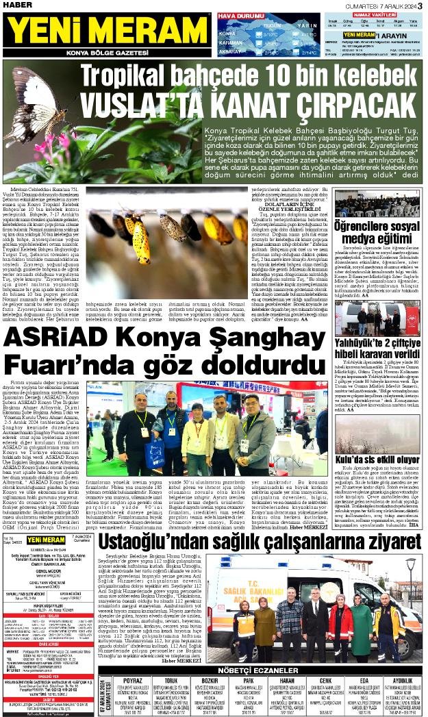 7 Aralık 2024 Yeni Meram Gazetesi