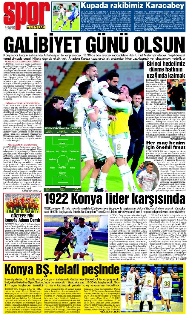 7 Aralık 2024 Yeni Meram Gazetesi