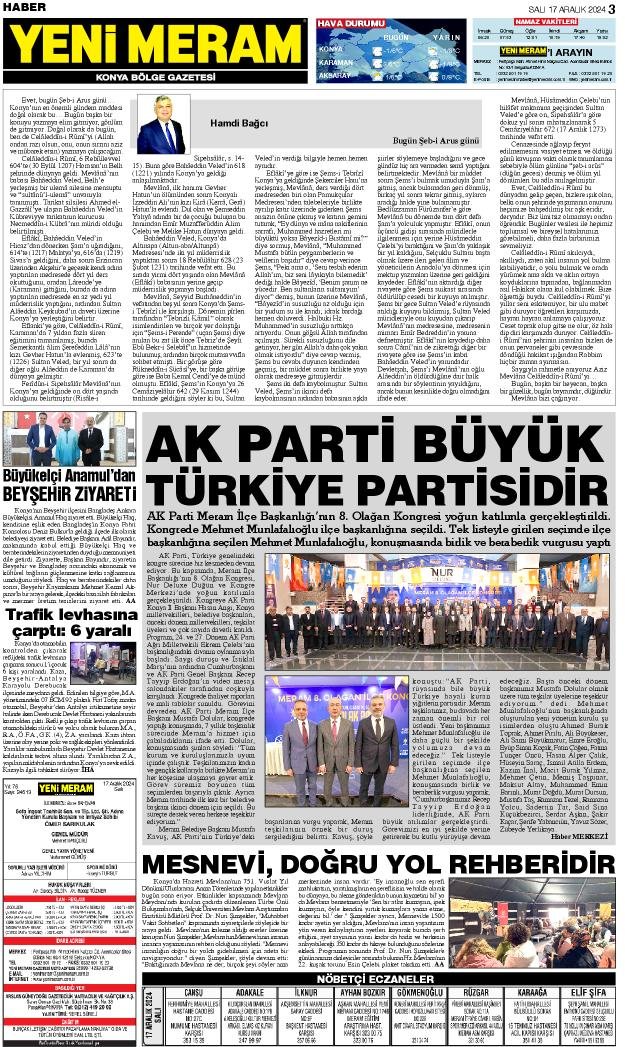 17 Aralık 2024 Yeni Meram Gazetesi
