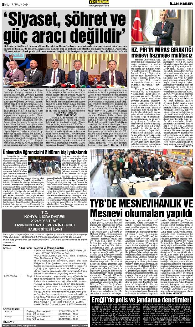 17 Aralık 2024 Yeni Meram Gazetesi
