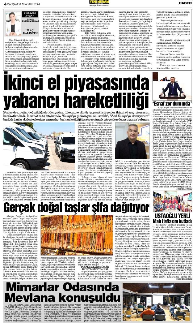 18 Aralık 2024 Yeni Meram Gazetesi
