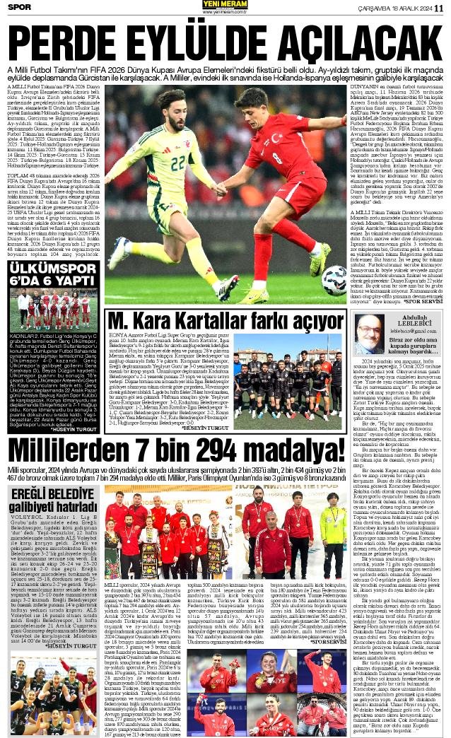 18 Aralık 2024 Yeni Meram Gazetesi
