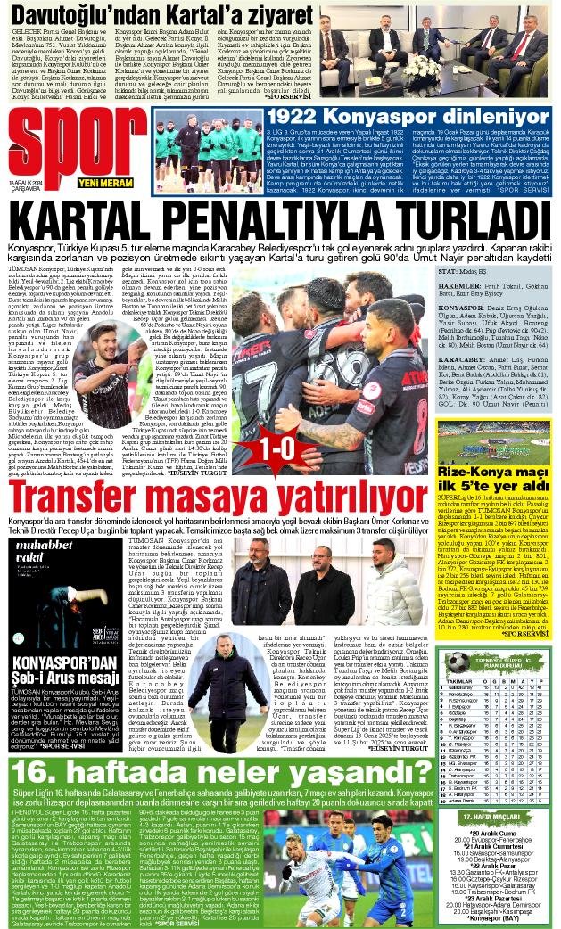 18 Aralık 2024 Yeni Meram Gazetesi
