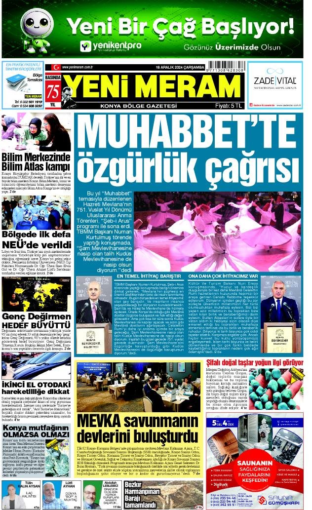 18 Aralık 2024 Yeni Meram Gazetesi
