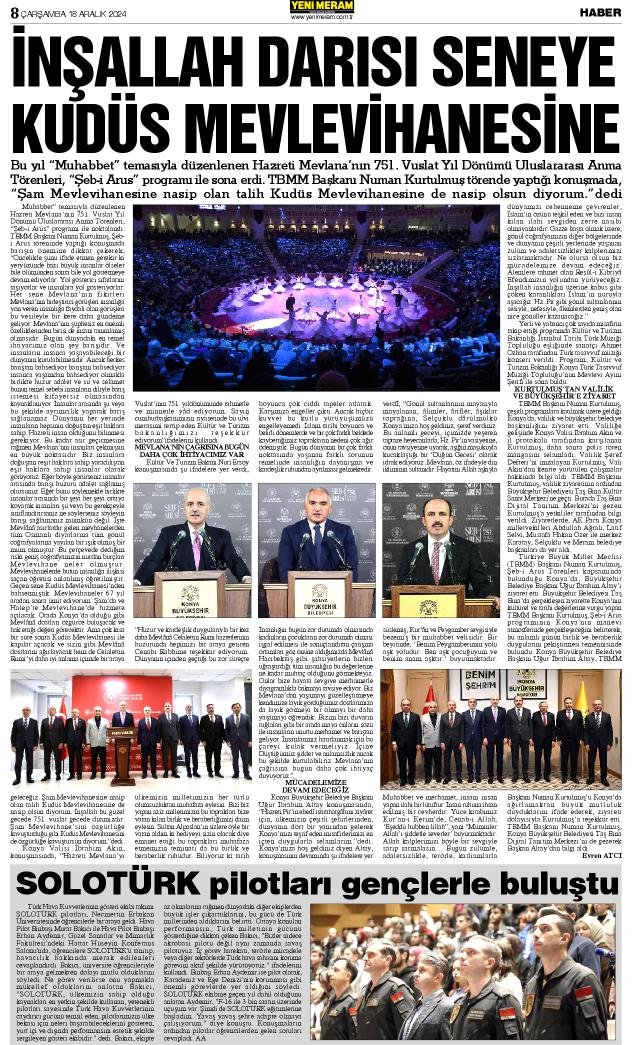 18 Aralık 2024 Yeni Meram Gazetesi
